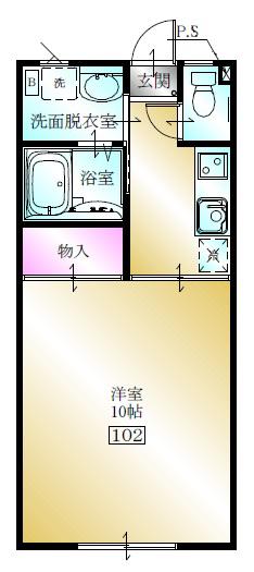 グロリエッタII(1K/1階)の間取り写真