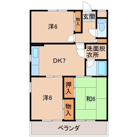 Nビル向陽館(3DK/3階)の間取り写真