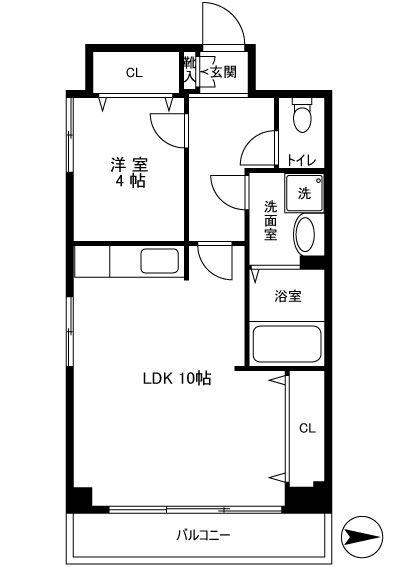 東京KRビル(1LDK/6階)の間取り写真