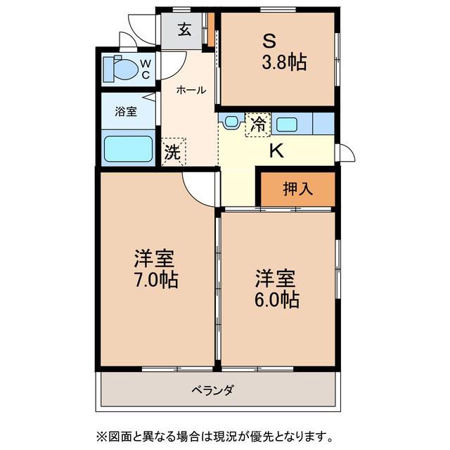 コーポ・カシワ(2SK/2階)の間取り写真