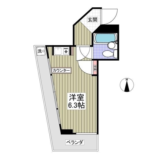 エクセル草加5(ワンルーム/2階)の間取り写真