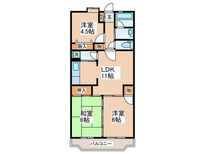 グランガーデン(3LDK/5階)の間取り写真