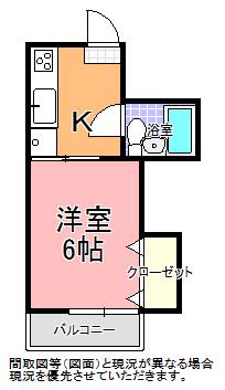 茨城コーポ(1K/2階)の間取り写真