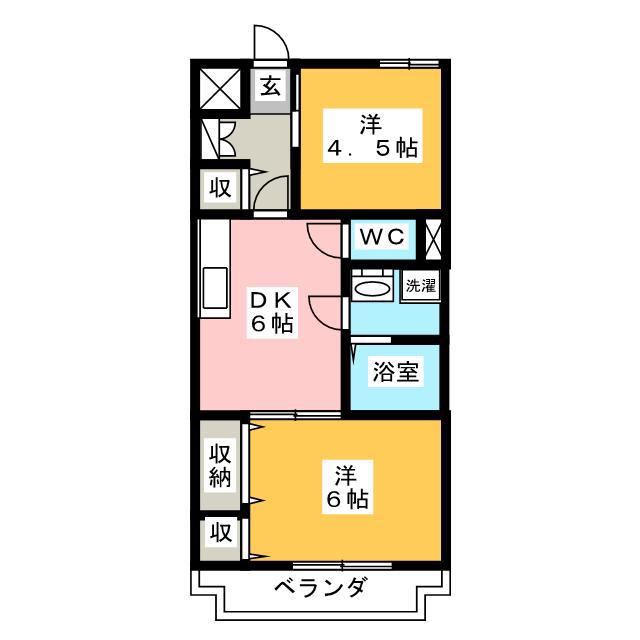 ハウス・Y(2DK/1階)の間取り写真