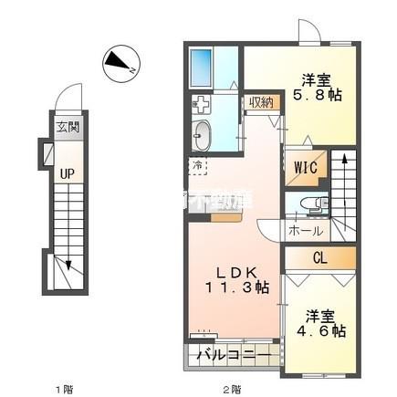 センターハウス壱(2LDK/2階)の間取り写真