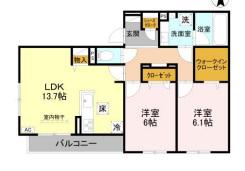 D-ROOM甲子園口(2LDK/2階)の間取り写真