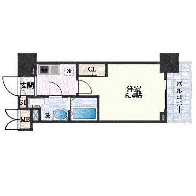 レジュールアッシュ塚本(1K/8階)の間取り写真