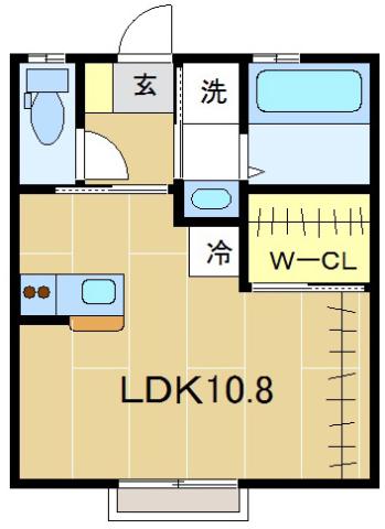 桜アパートA(ワンルーム/2階)の間取り写真