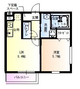 フジパレス森河内西II番館(1LDK/2階)の間取り写真