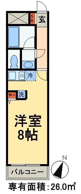 フローリアT(ワンルーム/2階)の間取り写真