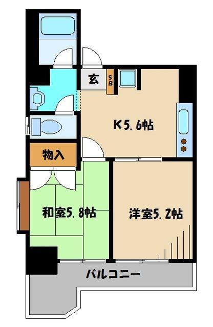 サンヴェール飯能(2K/4階)の間取り写真