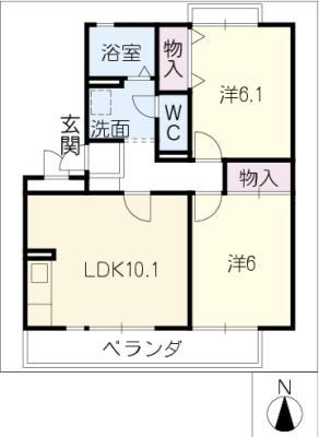 グランシャリオ(2LDK/2階)の間取り写真