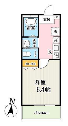 キャメル南越谷6(1K/2階)の間取り写真