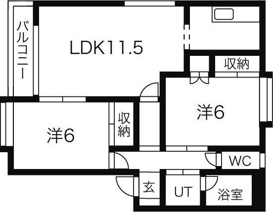 メゾンポピエールA(2LDK/1階)の間取り写真