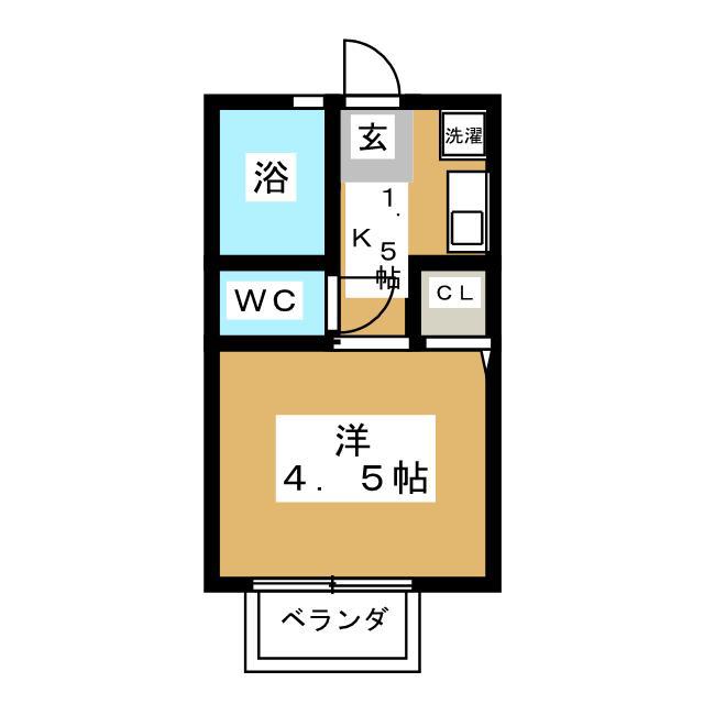 ヒルズ元住吉(1K/2階)の間取り写真