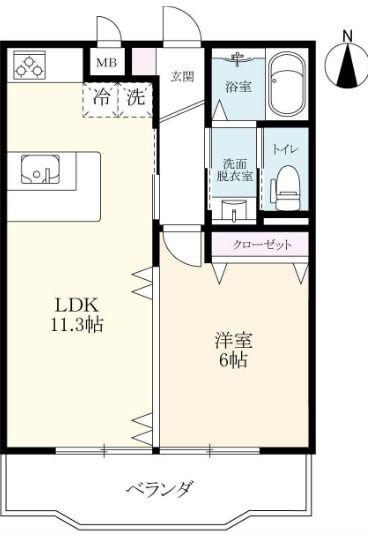 ハーモニーレジデンスII(1LDK/1階)の間取り写真