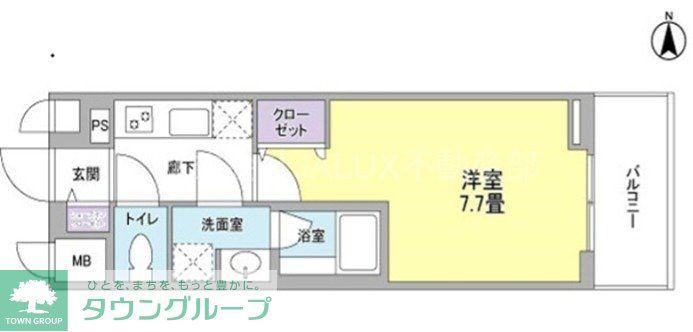 LAXE本羽田(1K/4階)の間取り写真