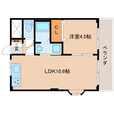 パレスシャルマン(1LDK/1階)の間取り写真