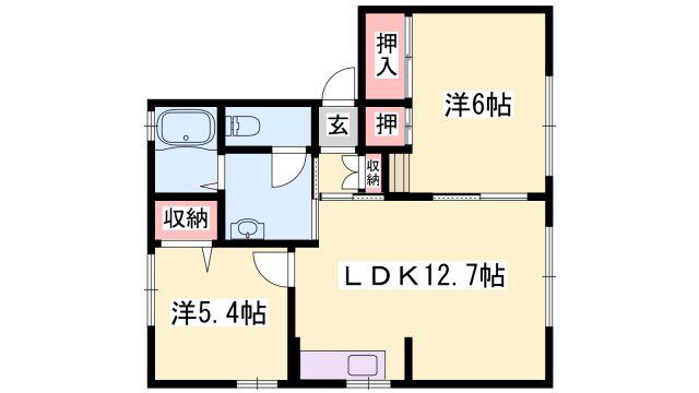 フォーレス城南(2LDK/1階)の間取り写真