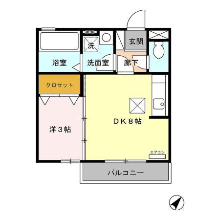 モナリエ小石川(1DK/1階)の間取り写真