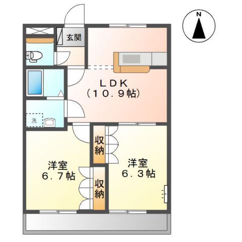 セピアローズ(2LDK/2階)の間取り写真