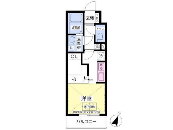 ルネス上牧/2F(1K/2階)の間取り写真