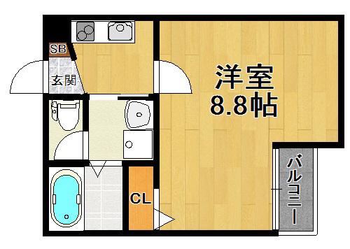 ノイヴェル姫島(1K/2階)の間取り写真