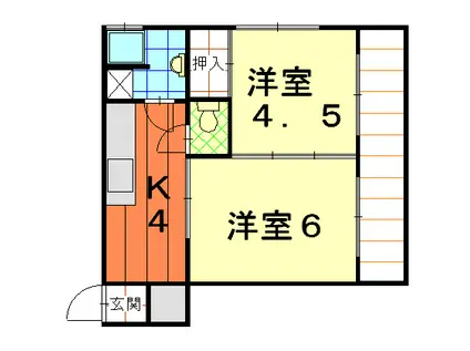 かこいハイツ(2K/2階)の間取り写真