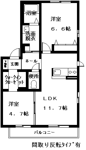 シャーメゾンLA MER C(2LDK/1階)の間取り写真