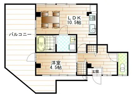 パール城山(1LDK/2階)の間取り写真