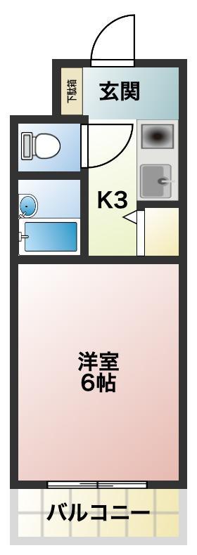 アヴァンセ播磨町(1K/6階)の間取り写真
