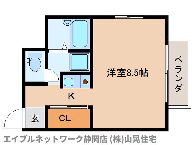 ハイツ浅間通(ワンルーム/3階)の間取り写真