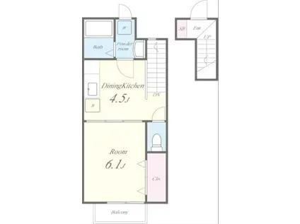 アムール福(1DK/2階)の間取り写真