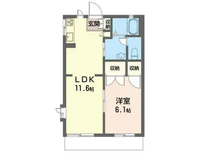浅見ハイツC 積水ハウス(1LDK/1階)の間取り写真