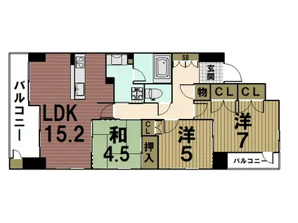 メイツ京都山科(3LDK/9階)の間取り写真