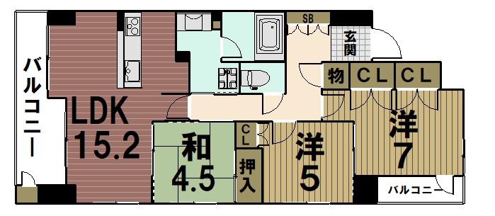 メイツ京都山科(3LDK/9階)の間取り写真