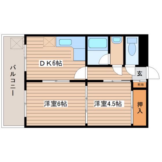 市川マンション(2DK/7階)の間取り写真