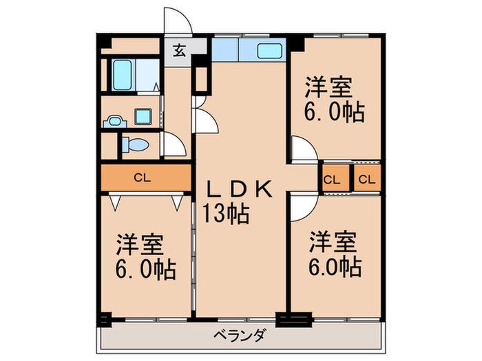 オヌキ新博多ビル(3LDK/7階)の間取り写真