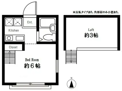 ハーミットクラブハウス峰岡 B(ワンルーム/2階)の間取り写真