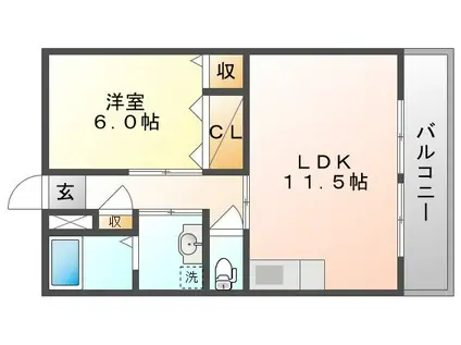 サンライト富田(1LDK/2階)の間取り写真
