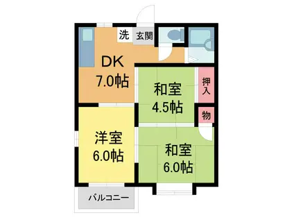レジデンス仁川2(3DK/2階)の間取り写真
