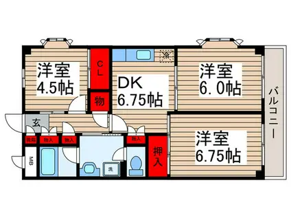 サントミグランドールマンション(3DK/4階)の間取り写真