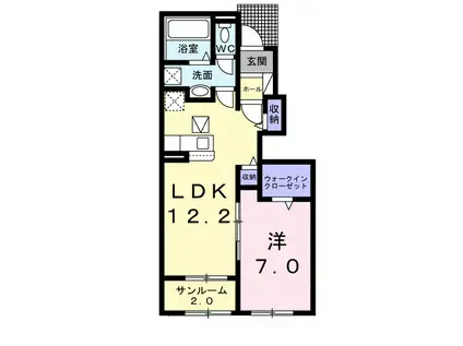 シンフォニーIV(1LDK/1階)の間取り写真