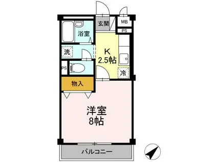 ソレイユ氷川台(1K/1階)の間取り写真