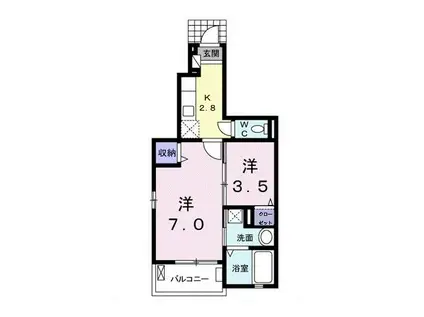 ベルフィミーモ東松島(1K/1階)の間取り写真