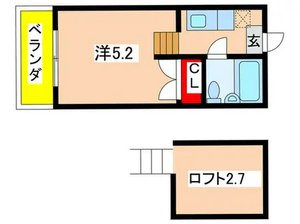 クレール新百合(ワンルーム/1階)の間取り写真