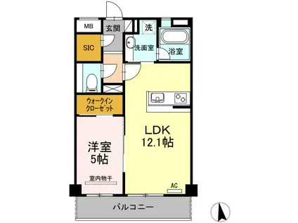 カスタニエ緑井III(1LDK/3階)の間取り写真