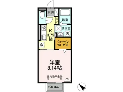 D-ROOM土岐(1K/1階)の間取り写真