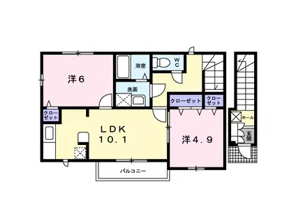 ハッピー尾山タウンA(2LDK/2階)の間取り写真