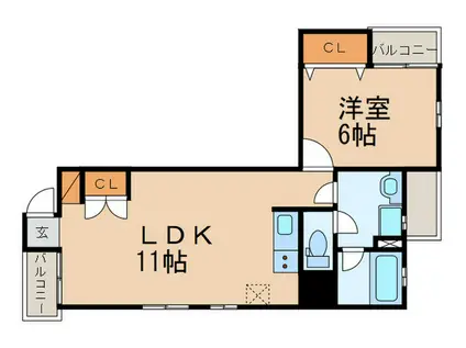 クレアトゥール新池(1LDK/3階)の間取り写真